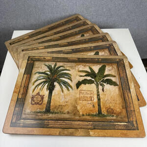 Pimpernel by Danuta Barnett Tropical Palm Tree Placemats Set 6 Vintage Botanical